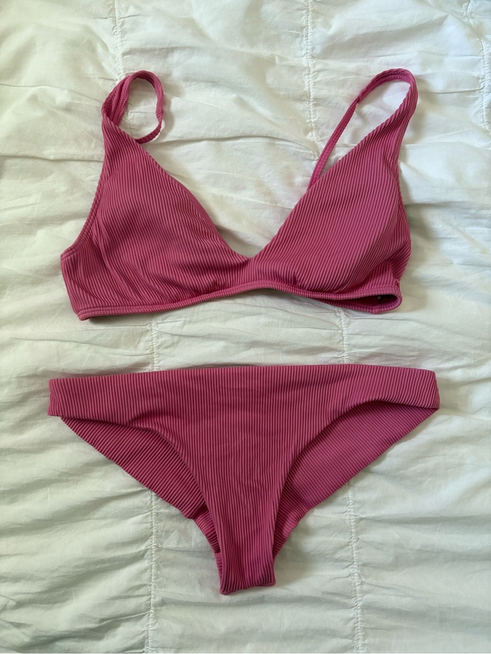 Roxy Ribbed Pink Bikini Set